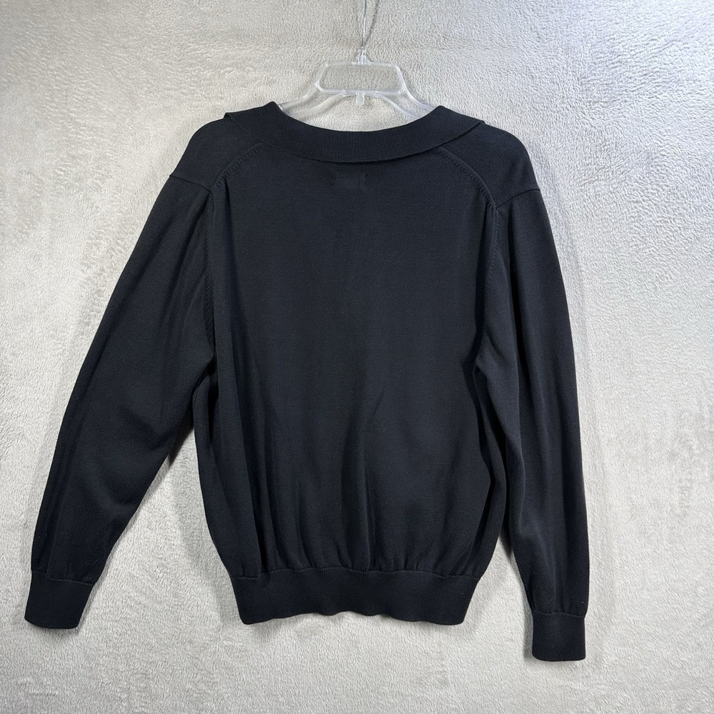 Pact Polo Sweater Women's L Black Organic Cotton Collared Preppy Minimalist - Picture 7 of 8